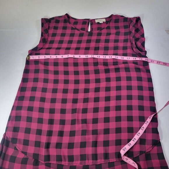 Loft Outlet Women Pink & Black Plaid Lightweight Sleeveless Blouse Size M - Picture 5 of 8